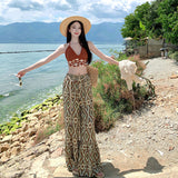 Sanya Skirt Trousers Summer Bohemian Wide Leg Trousers Seaside Flower Trousers High Waist Trumpet Trousers