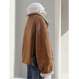 2025 New Two Sides Wearing A Curry Imitation Leather Jacket Women Winter Red Lamb Wool Top Student Women's Clothing