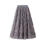High-End Folded Half-Dress Girl Spring 2025 New High-Rise Thin Long A-Word Large Swing Dress 0888