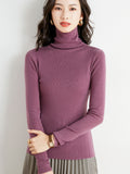 Fine Wool 2026 Autumn And Winter New Women's Body Stacked Elastic Solid Color Short Knitted Bottom Sweater