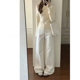 White Broad-Legged Jeans Women's New Spring 2026 High-Rise Thin Loose Small High-Hanging Straight Pants