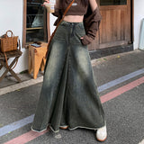 Vintage Cowboy Half-Dress Woman Autumn New High-Rise Thin Long A-Word Bag Hip Fishtail Big Swing Skirt