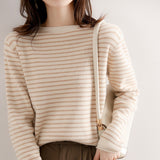 Wool Blending 2026 Autumn And Winter New Women's Loose Striped Round Collar Short Inside A Sweater Bottom Knitted Shirt