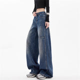 Vintage Tudgy Jeans Women's Spring Summer Design Sense Loose Thin Tug Broad-Legged Slebage Pants