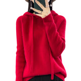 Line Ready-Wear 100% Pure Wool 2026 Autumn And Winter New Women's Short-Colored Hoodie T-Shirt Jersey Sweater