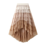 Irregular Cake Skirt High-Rise Mesh Skirt Unkempt Dress 2025 New Ladies Dress Fairy Skirt 1379