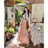 Summer Tourism Wearing Flower Color Splicing Cake Skirt Women 2025 Summer Design Feeling Small Half Skirt Woman Tide