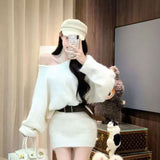 Great Look With Thin Knitted Dress Girl Early Autumn New Long-Sleeved Sweater Skirt Babes Ass Skirt