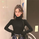 Shirt Women's Clothing Spring 2026 New Half-High Collar Blouse Wearing Thin Slim Girl Long-Sleeved T-Shirt