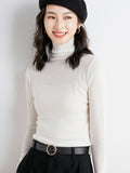 Fine Wool 2026 Autumn And Winter New Women's Body Stacked Elastic Solid Color Short Knitted Bottom Sweater