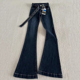 Tall Long Version Of Dark Blue Micro-Tight Jeans Woman New Babes Elastic Slimming Horn Pants