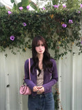 Pure Lust Temperament Thin Knitted Cardigan Girl Autumn Slim Coat Top Babes Broken Flowers Hanging Two Sets