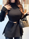 Fat Sister French Hepburn Half-High Lantern Sleeve Long-Sleeved T-Shirt New Waist Thin Top In The New Waist