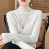 Wool Blended 2026 Autumn And Winter New Women's First-Line Ready-Up Seamless Half-High-Neck Short-Dressed Knitted Bottom Shirt