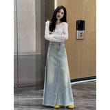 Korean Hairy Side Of The Cowboy Half Dress Women Summer New Large Size Fat Mm Loose Thin Senior Sense A Skirt