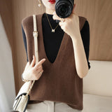 Wool Blending 2026 Autumn And Winter 5 Women's New Short Loose Big V-Neck Solid Color Jacket Outside The Knitting Vest