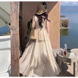 French Gentle Design Pressure Folded Skirt Light Purple A-Sword Dress Women's Summer High-Waisted Big Swing Skirt Dress
