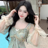 French Lotus Side Shoulder-Coat Dress Women's Summer 2025 New High-End Temperament Waist Fairy Dress