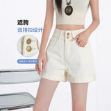 White Cowboy Shorts Women's Summer 2025 Trend With New High-Rise Thin A-Legged Broad-Legged Hot Pants