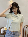 Polo Shirt Short-Sleeved T-Shirt For Girls Summer Small Man With Slimming Design Sense Niche Collar Short Top