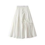Design Sense Of Irregular White Skirt New Drawstring Long A-Shaped Skirt Women Spring 0194
