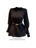 Fat Sister French Hepburn Half-High Lantern Sleeve Long-Sleeved T-Shirt New Waist Thin Top In The New Waist
