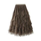 2025 Net Yarn Age-Dung Fashion Thin Super Fairy Ponp Skirt Irregular Skirt Cake Skirt D0895
