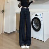 Denning Blue Broad-Legged Jeans Women 2025 Autumn And Winter Trend New High-Waist This Year Popular Straight Trousers