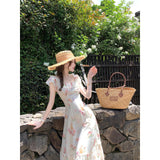 French Gentle Roses Crumbs Waist Dress Women's Unique Beautiful Temperament Lotus Leaf Side Fairy Beautiful Dress
