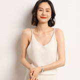 Cashmere 2026 Autumn And Winter Women's New Short-Term Body V-Neck Solid Color Hooded Bottom Sweater Knitted Sling Vest