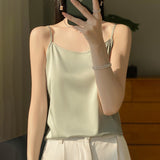 Silk Satin 2026 Spring And Summer Women's New Dress In A Short Collar With A Single Shoulder Sling Slings Small Vest