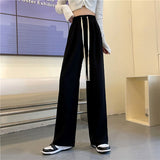 Gray Wide-Legged Trousers Women's High-Waist Thin-Skinny Casual Pants 2025 New Loose Straight Sweatpants