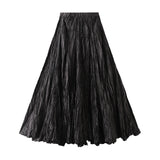2025 Spring New Sister Wind High-Level Feeling Hundred Folds Loose Thin Swing Skirt Leisure A Skirt 8081