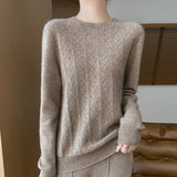Line Ready-To-Wear Pure Wool 2026 Autumn And Winter New Women's Round Collar Short Hollow Twist Knitted Sweater
