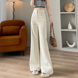 White Cowboy Broad Leg Trousers Women's Wide Legs Long Legs 2025 Autumn High-Rise High-Rise Belly Tug Trousers