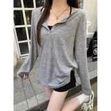 Korean Temperament Half-Collar Sun Protection T-Shirt 2025 Summer New Loose Thin Hoodie Long-Sleeved Top Female Chic