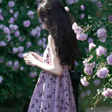 Summer 2025 New This Year's Popular Beautiful Little Short Dress French Purple Belt Sling Dress Woman