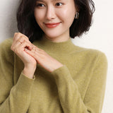 Cashmere 2026 Autumn And Winter New Lady Body Repair Semi-High-Necked Solid-Color Short-Case Knitted Sweater