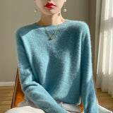 Exploding Wool Blending 2026 Autumn And Winter New Women's Round-Neck Short Classic Tie Warm Knitted Bottom Sweater