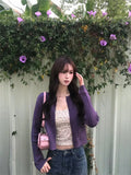 Pure Lust Temperament Thin Knitted Cardigan Girl Autumn Slim Coat Top Babes Broken Flowers Hanging Two Sets