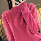 Skin Feeling 100% Wool Line Ready-To-Wear Seamless Autumn And Winter New Short Women Half-Collar Loose Bottom Knitting Sweater