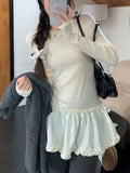 Ballet Lace Under The Long-Sleeved T-Shirt Girl Spring And Autumn New Niche Design Feeling Stacked With A Bottoming Shirt