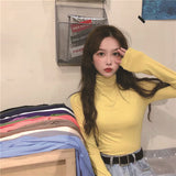 Shirt Women's Clothing Spring 2026 New Half-High Collar Blouse Wearing Thin Slim Girl Long-Sleeved T-Shirt