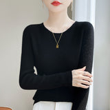 Line Ready-Upled Wool Blending 2026 Autumn And Winter New Women's Short Dress-Up Round Collar Pit Inside The Bottom Knitting Shirt