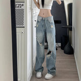 Vintage Ripped Jeans Women's Summer Trend With New High-Rise Thin Straight Broad Leg Pants
