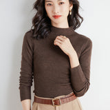 Fine-Woven Wool 2026 Autumn And Winter New Lady Body Half-High-Neck Solid Color Jersey Sweater