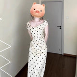 French Temperament White Wave Dot Dress Women's Summer 2025 New Three-Dimensional Flowers Pocketed And Hip Dress