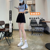 Long High Waist Curls Loose-Fitting Denim Shorts Women Summer High-Legged Thin A-Word Design Hot Pants