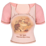 2025 Thin New Summer Hottie Cat Short-Clothed Umbilly T-Shirts In Burst Clothes