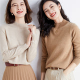 Wool Blended 2026 Autumn And Winter New Lady Loose Half-High-Neck Solid Color Short Jacket Sweater